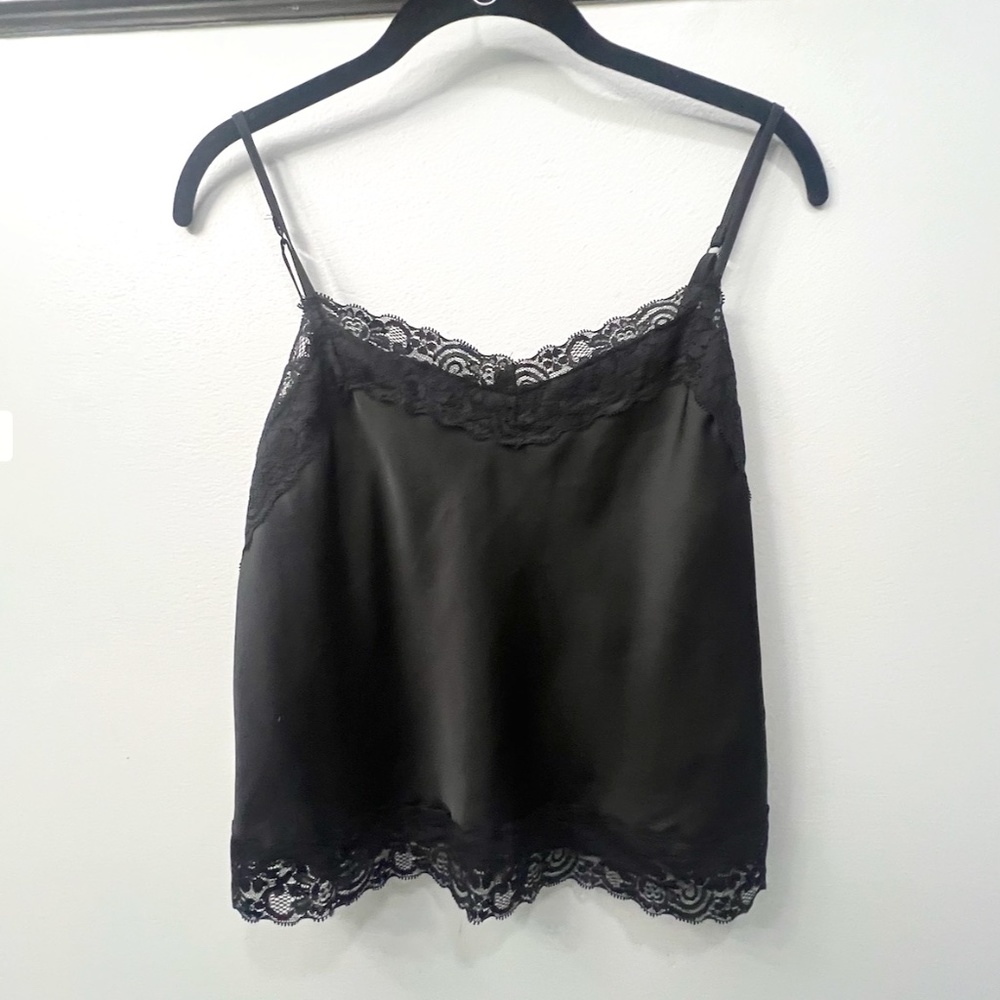 ARTICLE WOMEN’S LACE SILK CROP TOP, SIZE SMALL, BLACK
